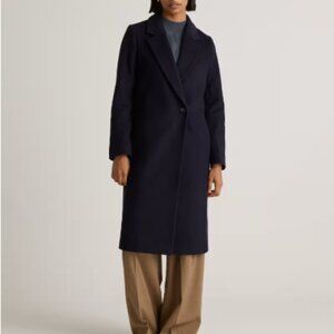 NWT Italian Wool Classic Single-Breasted Coat in Cadet Blue